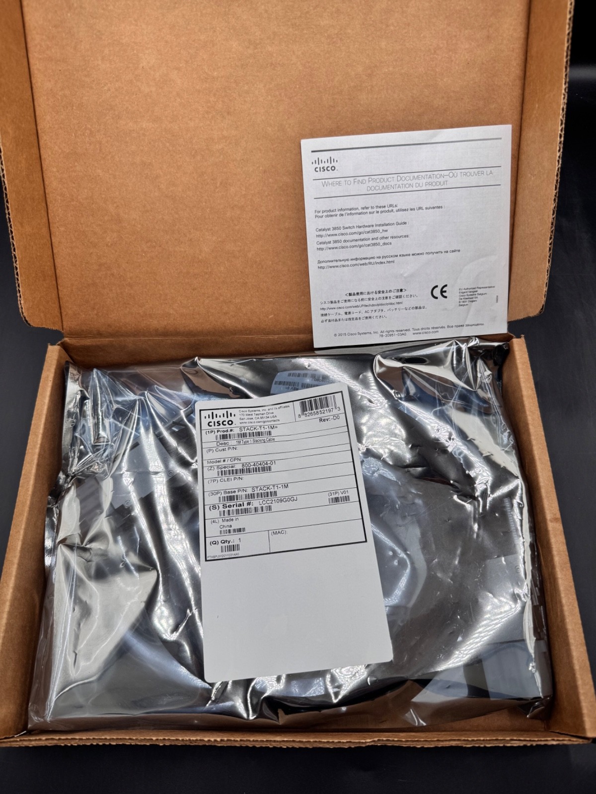 Cisco STACK-T1-1M StackWise 1M Stacking Cable