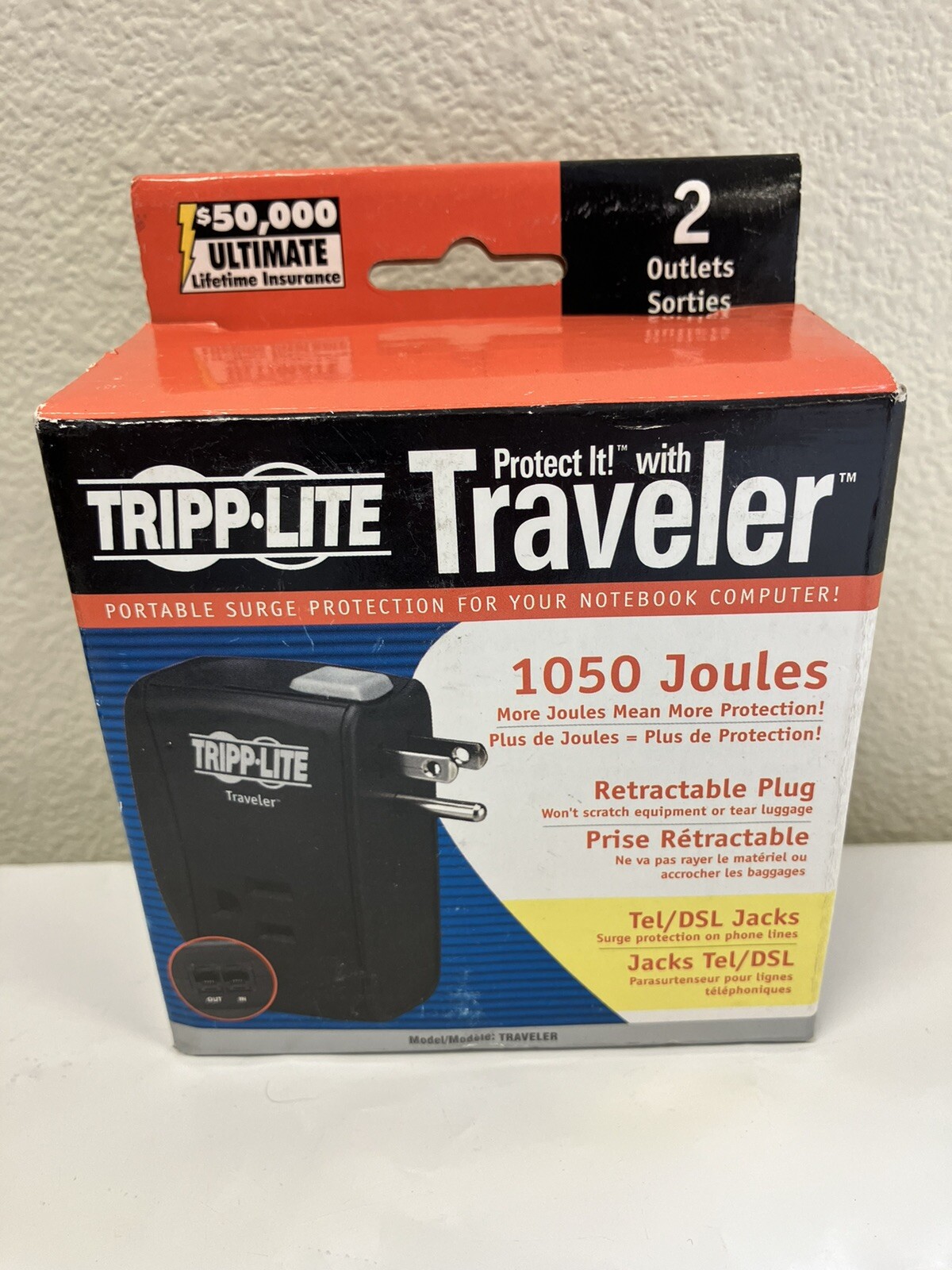 Tripp•Lite Traveler 1050 Joules Retractable Plug Portable Surge Protector