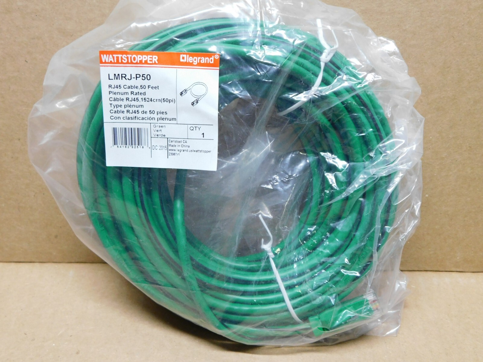 NEW LEGRAND LMRJ-P50 WATTSTOPPER 50' FOOT RJ45 CABLE PLENUM RATED
