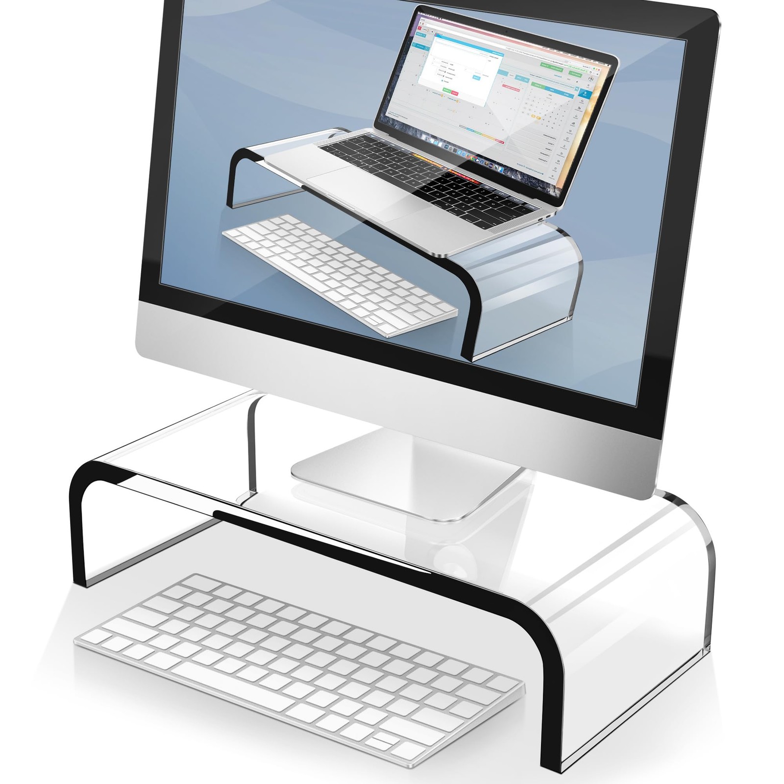 Acrylic Monitor Stand Clear Monitor Riser Computer Desk Stand PC TV Tray