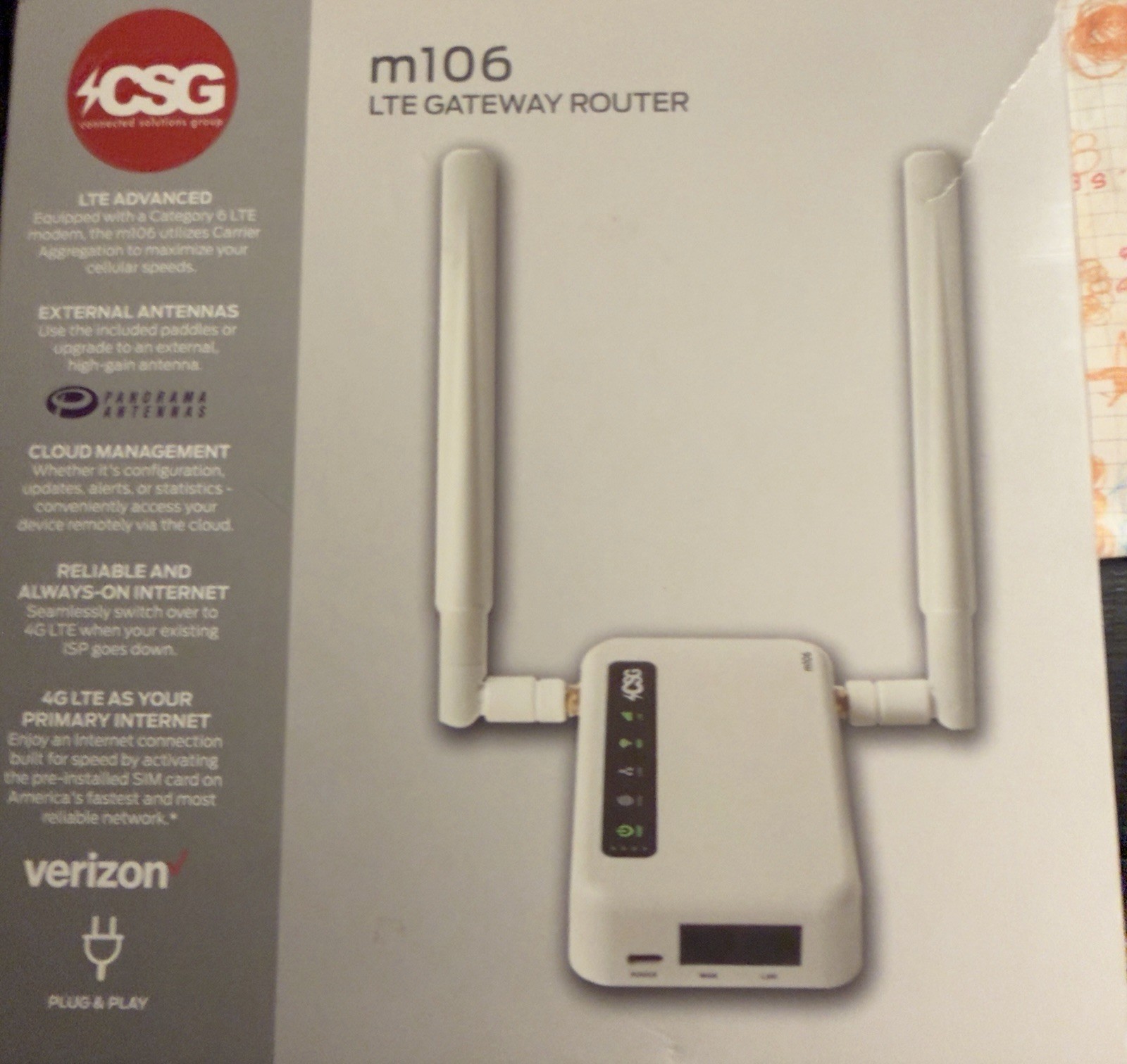 CSG M106 LTE Gateway Router - VERIZON 4G LTE Cellular Wireless Router