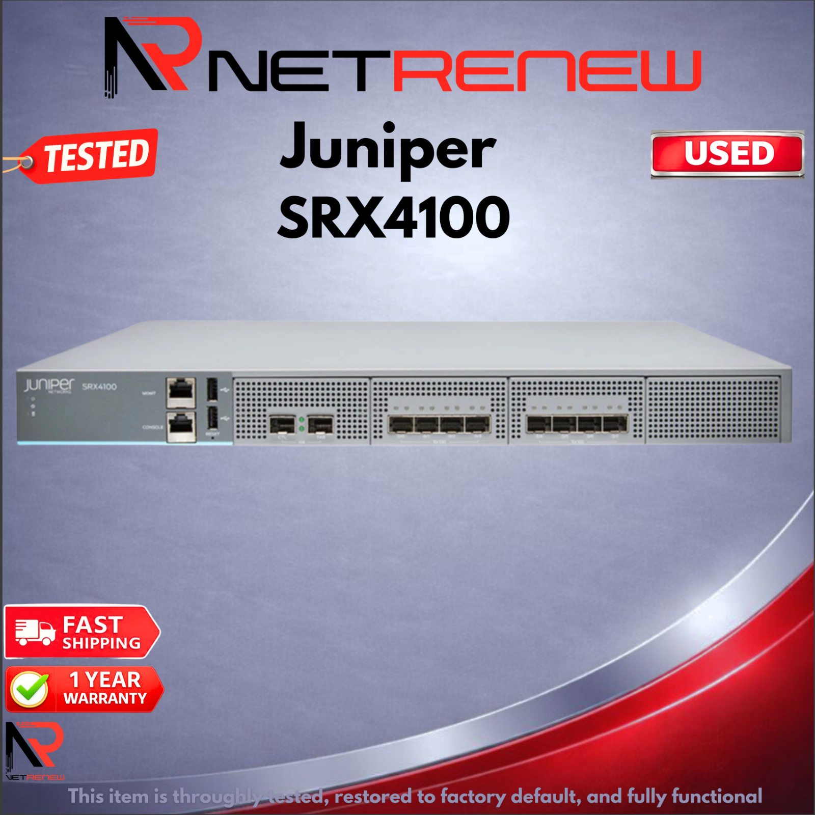 Juniper Networks SRX4100 AC  Service Gateway Appliance 8 Port 10G SFP+  Dual PSU