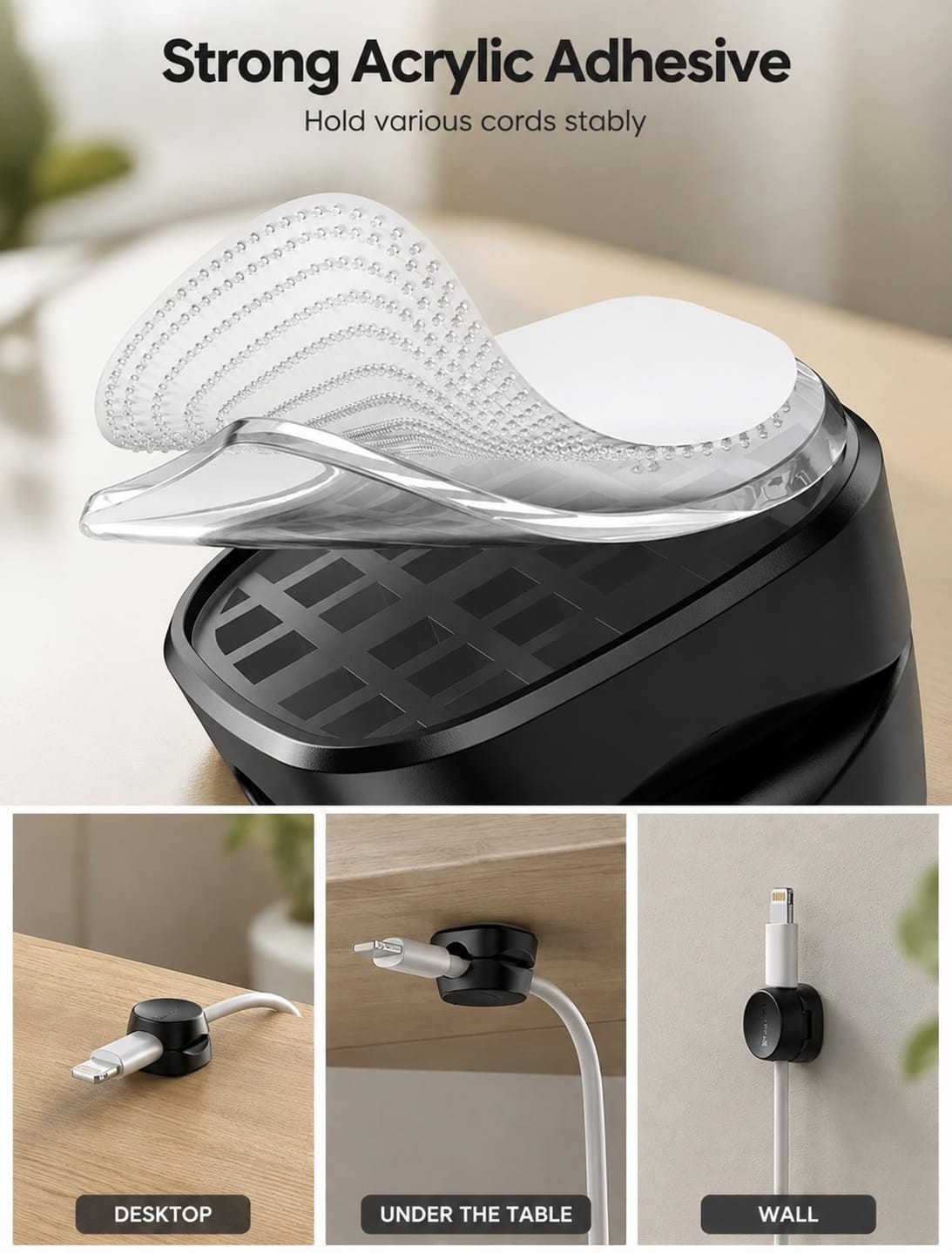 Lamicall 6Pack Cable Organizer Clips Spring Lock Cord Holder Desk Wire Managemen