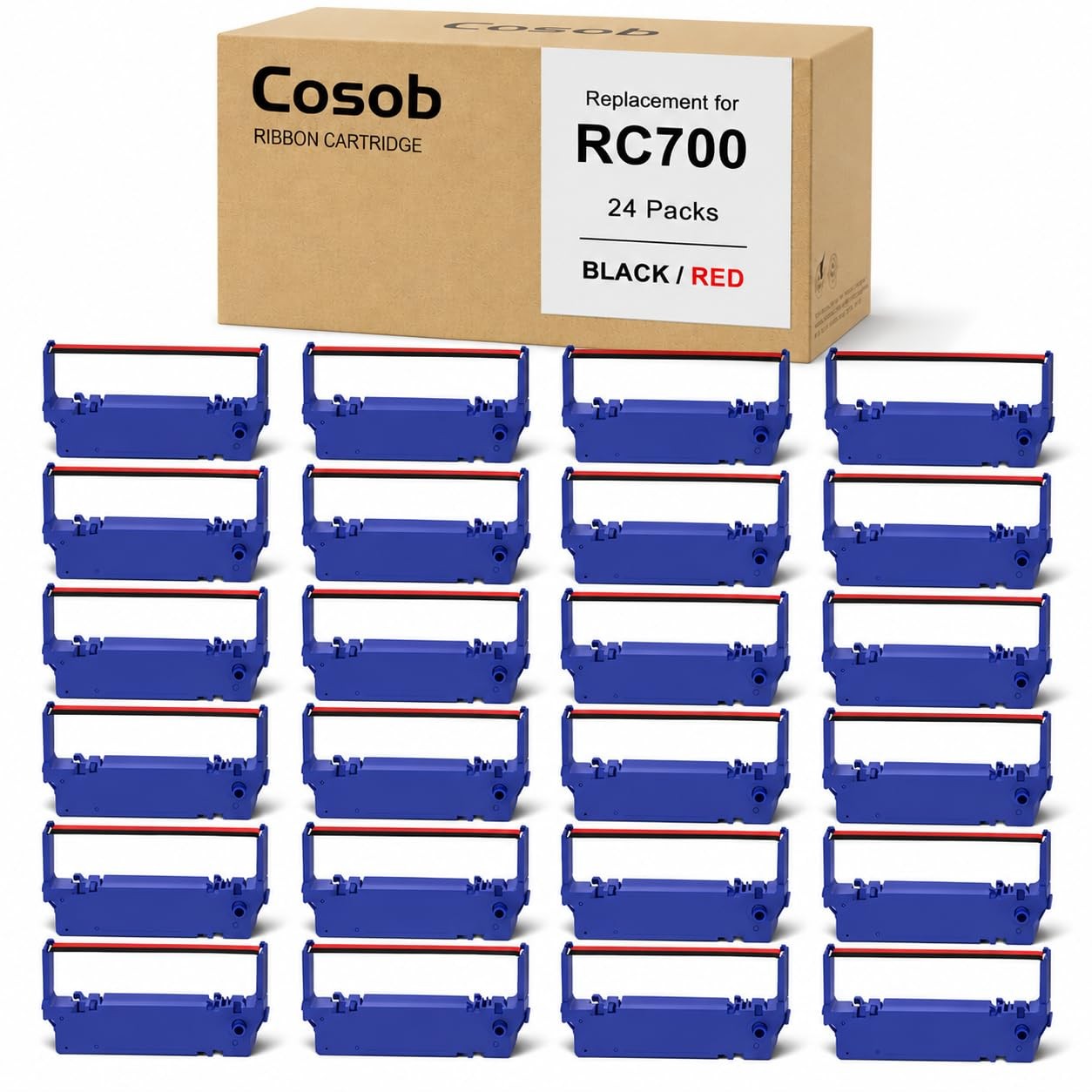 24 Pcs Compatible Ribbon For Star SP700 RC700 Printer Black/Red Ink Set
