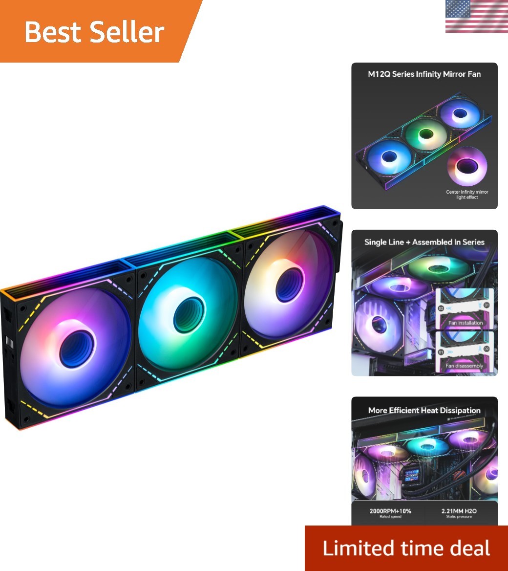 High Airflow 120mm ARGB PC Case Fans - 2000RPM, 3-Pack with Daisy-Chain Design