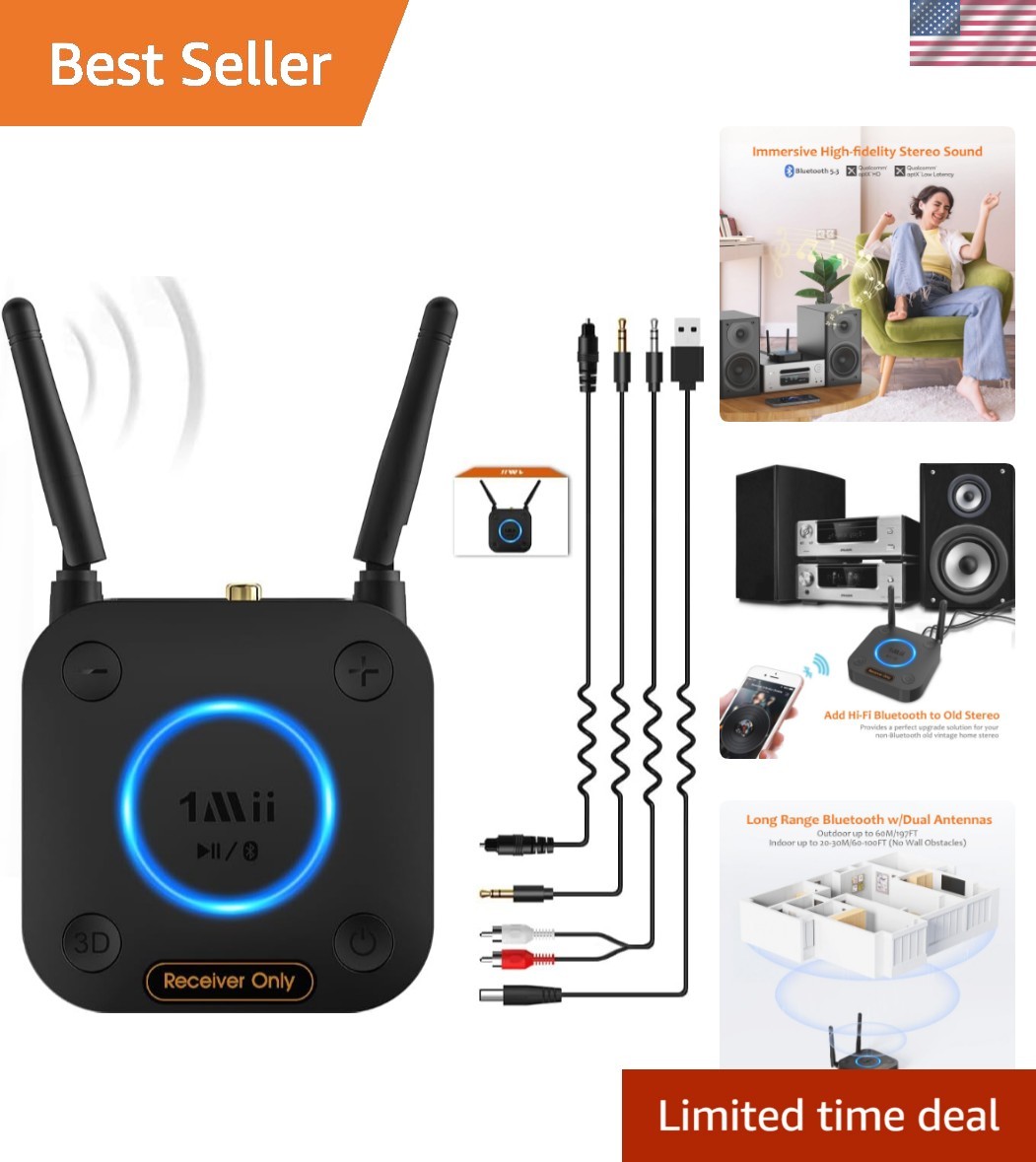 B06Pro Long Range Bluetooth Receiver - Voice Control & Optical/AUX Connectivity