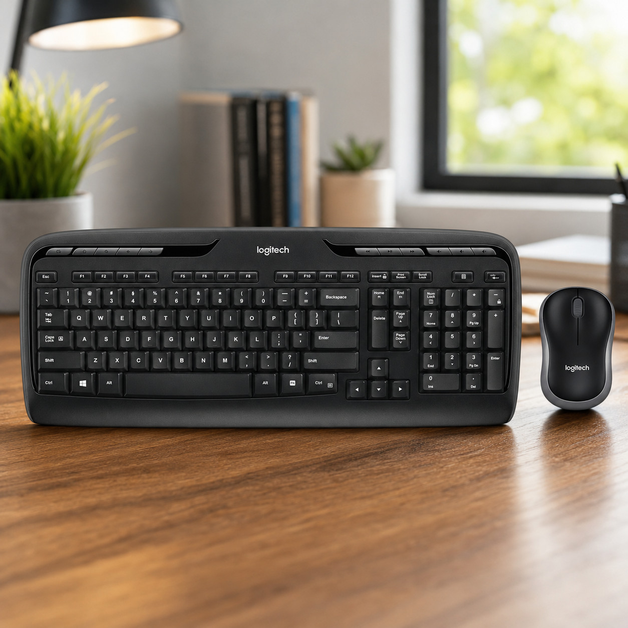 Logitech MK320 Wireless Desktop Set Keyboard & Mouse – USB Receiver – Black