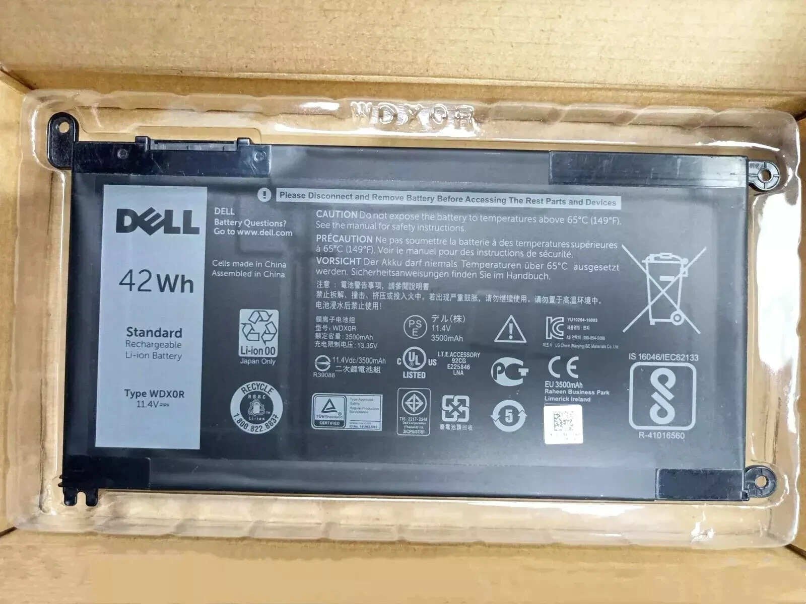 Genuine 42Wh WDX0R Battery For Dell Inspiron 15 5567 5568 13 5368 7368 7569 7579