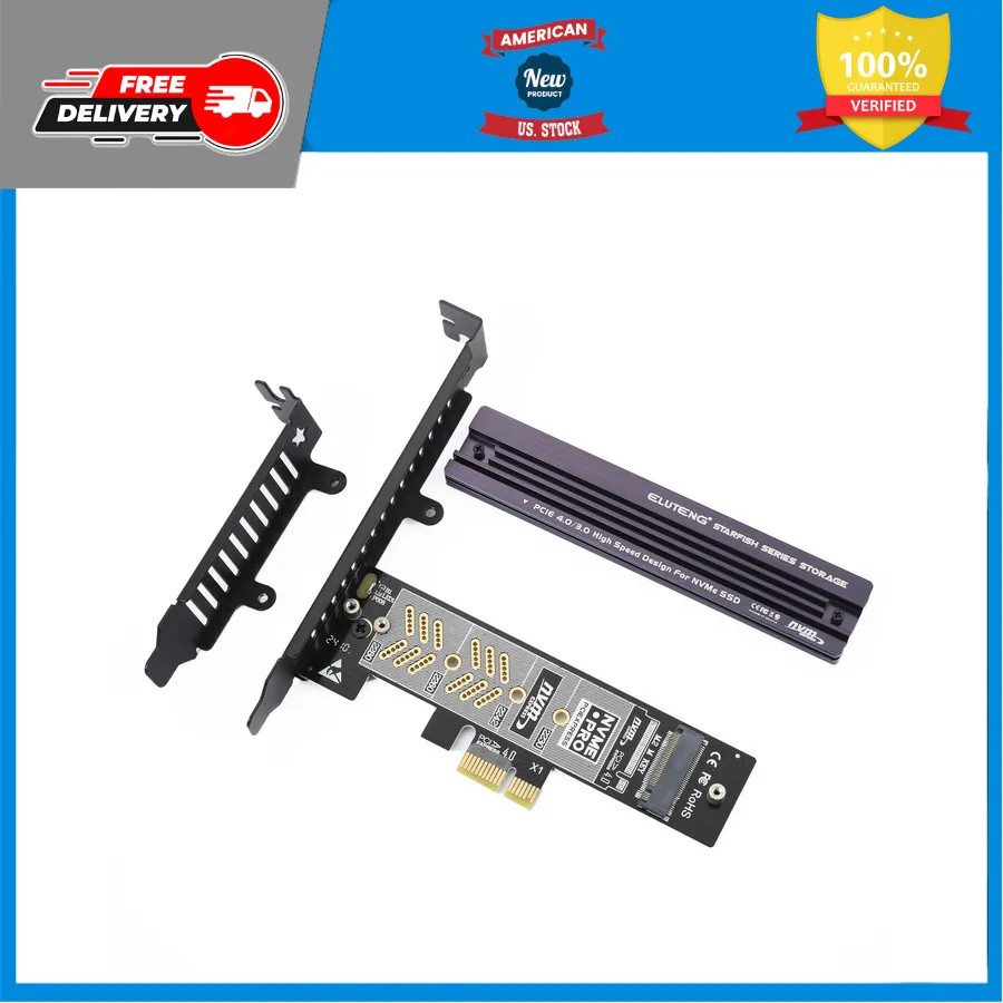 ELUTENG M.2 NVMe PCIe Adapter with Aluminum Heatsink Low Profile Bracket
