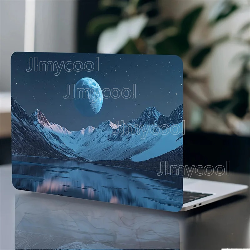 Laptop Case Snow Mountain Night Scene Sticker 2 Pieces Set Scratch Resistant 