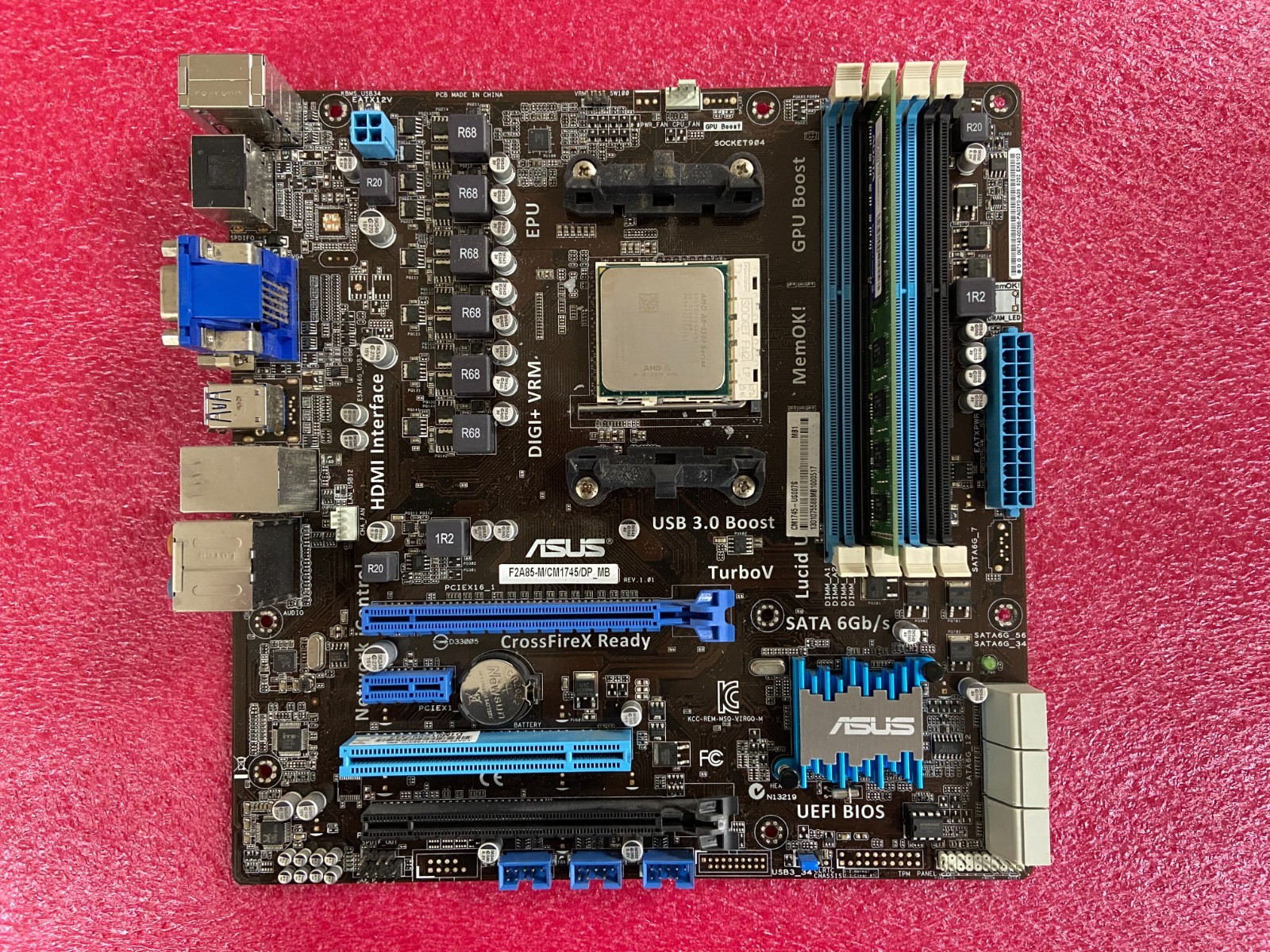 ASUS F2A85-M/CM1745/DP_MB DDR3 AMD Socket FM2 Motherboard w/CPU & 4GB RAM | B126