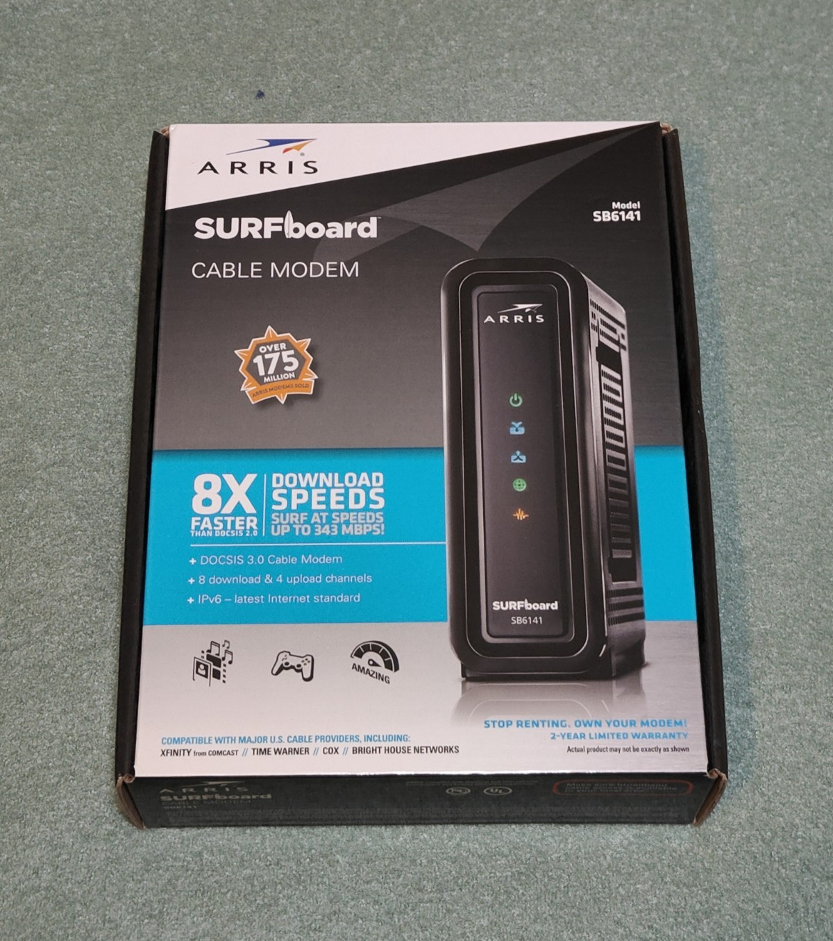 Arris Surfboard Cable Modem Model SB6141 Black Internet