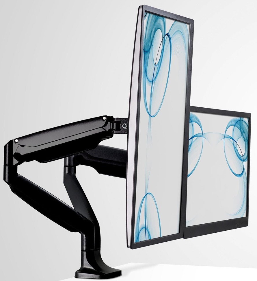 Mount-It Dual Monitor Arm Mount | Desk Stand | Two Articulating Gas Spring Heig