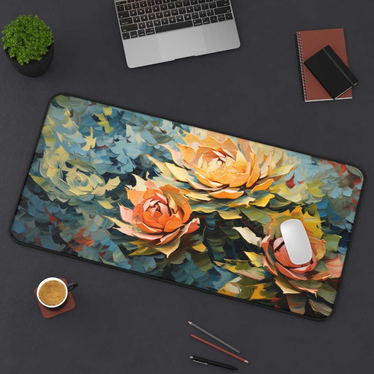 XL Succulent Desk Mat, Abstract, Impressionist Style