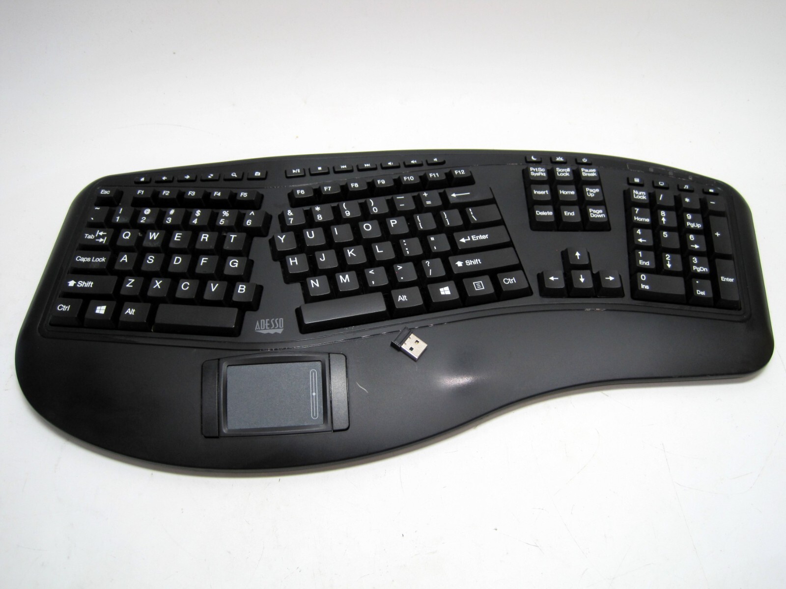 Adesso Tru-Form 4500UB Wireless Ergonomic Touchpad Keyboard W/Dongle