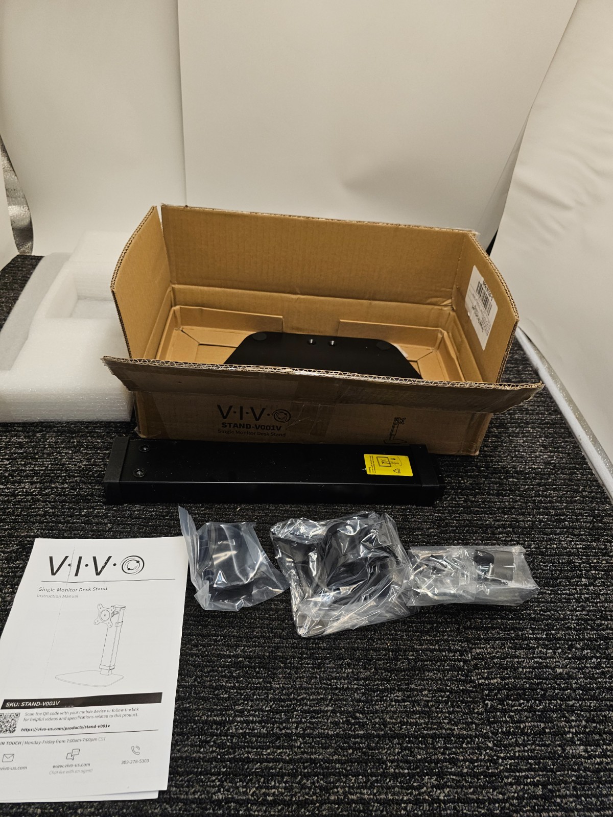 VIVO Tall Single Monitor Mount Height Adjustable Stand | Fits 1 Screen up to 32"