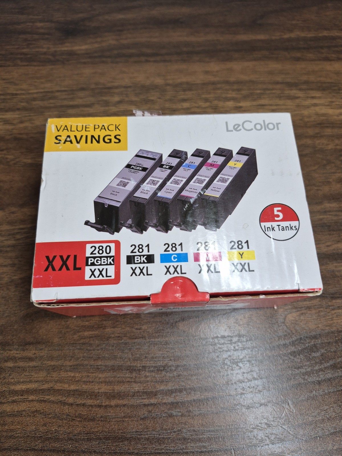 Printer Ink 280 281 XXL 5 Pack Ink Tanks By LeColor For Cannon Models