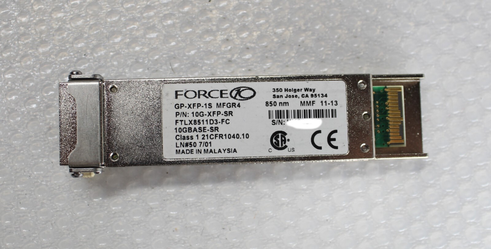 FORCE10 10G-XFP-SR GP-XFP-1S FTLX8511D3-FC 10Gbase-SR 10Gb Optical Transceiver