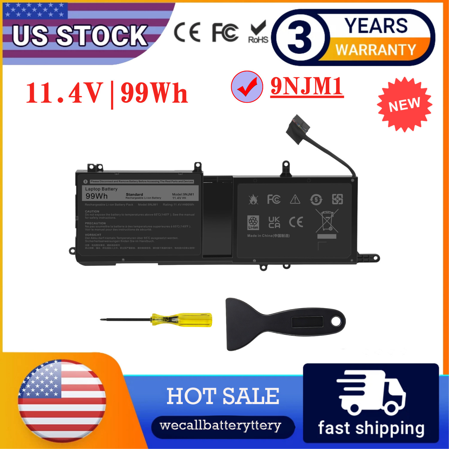 LOT 9NJM1 MG2YH Battery for Dell Alienware 15 R3 R4 17 R4 R5 HF250 0546FF 99Wh
