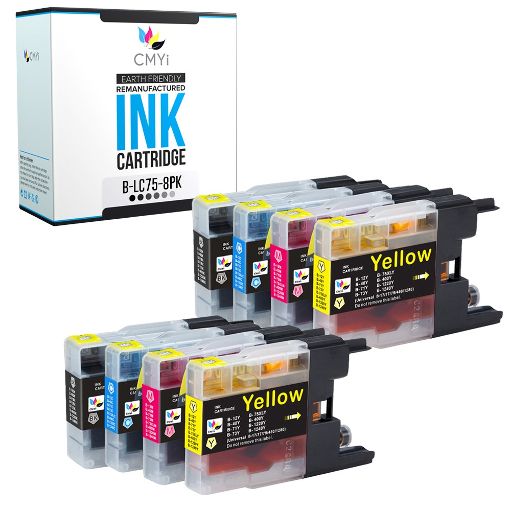 8PK Compatible CMYi LC75 Ink Cartridges fits Brother MFC-J6910DW J825DW J835DW