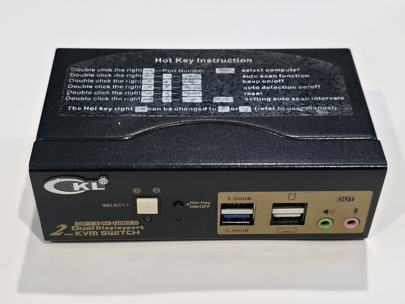 CKL Port USB 3.0 KVM Switch Dual Monitor DisplayPort 1.4 4K 8K Mouse Keyboard