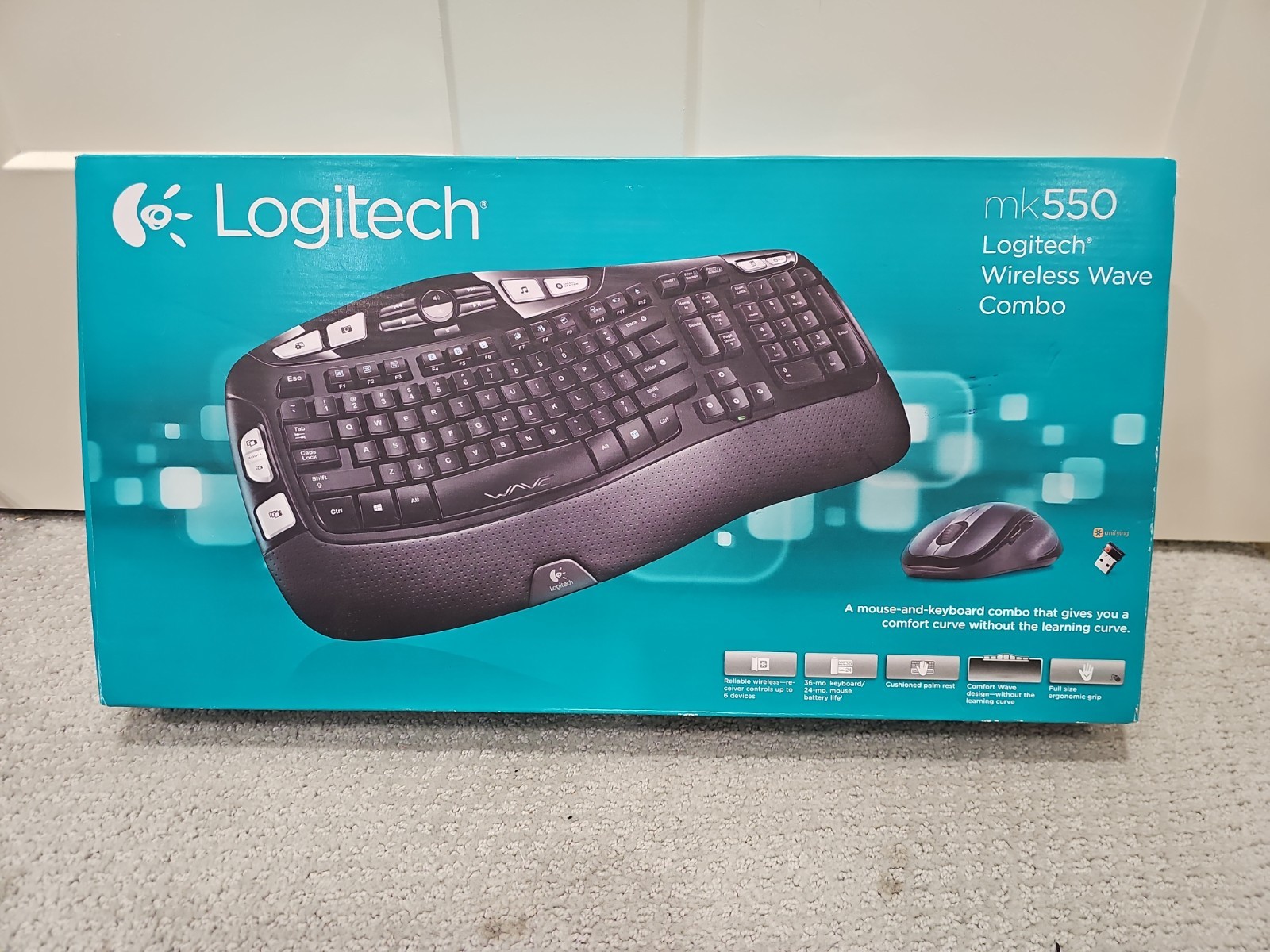 Logitech MK550 Comfort Wave K350 Wireless Keyboard M510 Mouse Combo w/USB