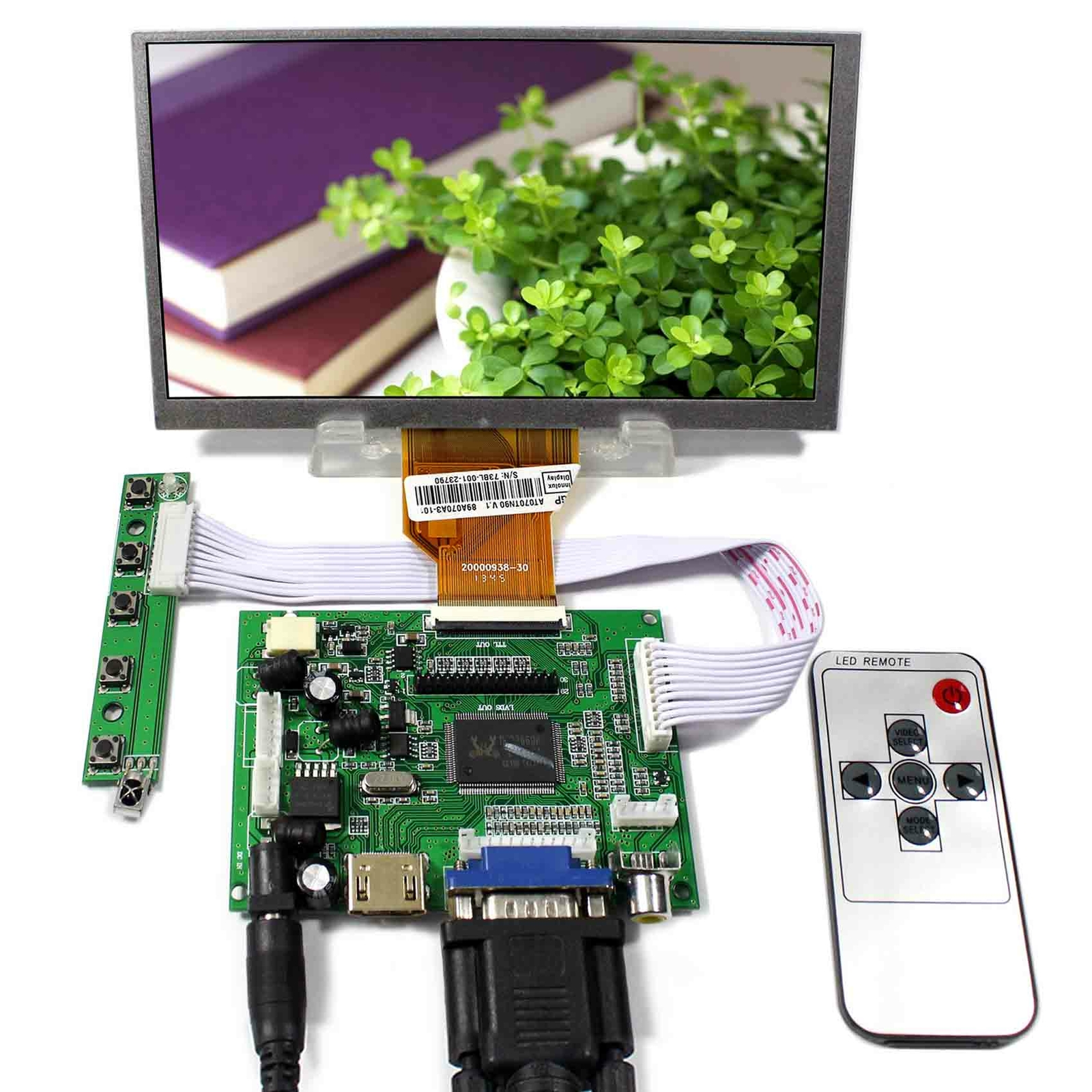 For Ras Pi HD VGA 2AV LCD Controller Board 7" AT070TN92 LCD Screen
