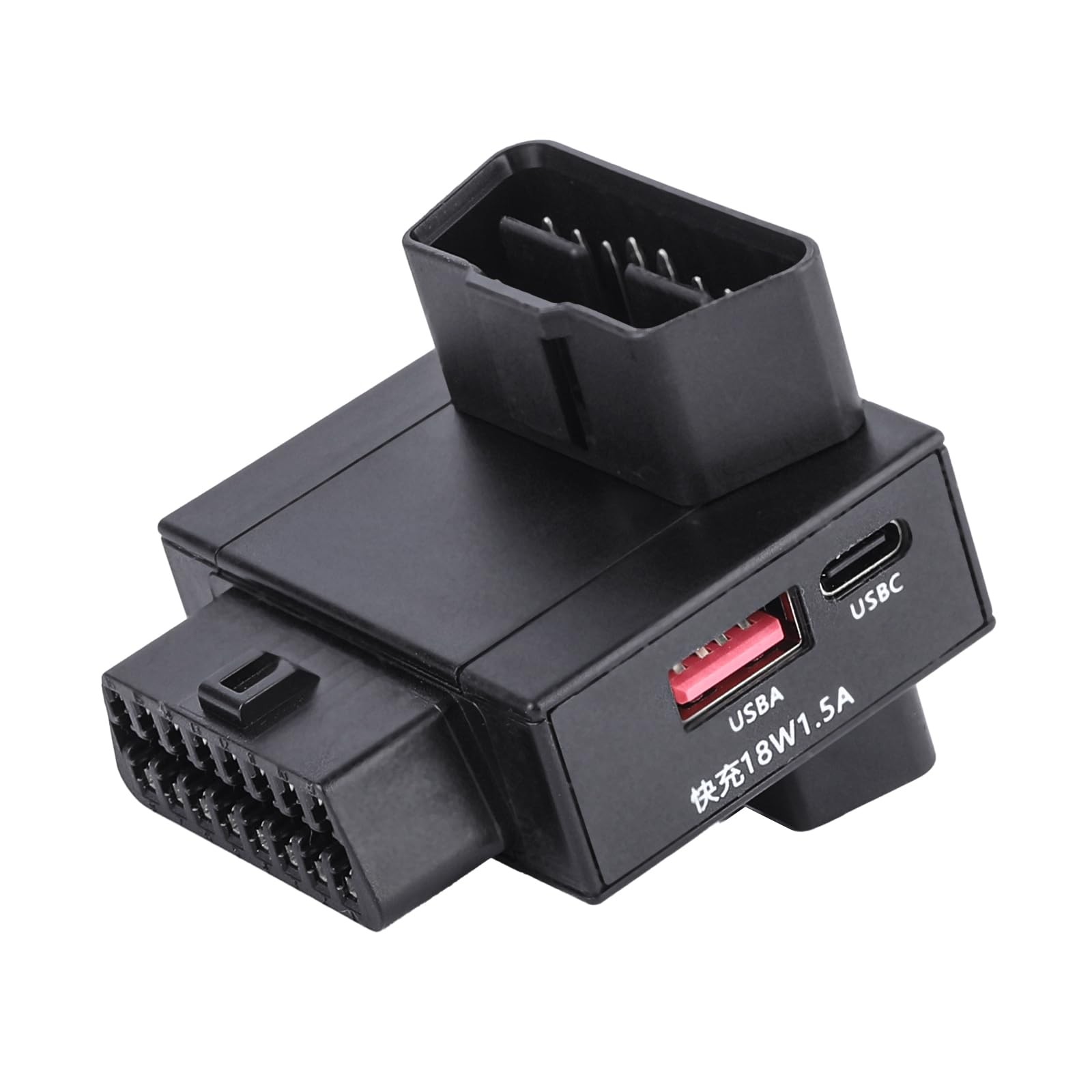 OBD2 1to2 Splitter Adapter Power Switch 18W USB Fast Charging 16Pin Down