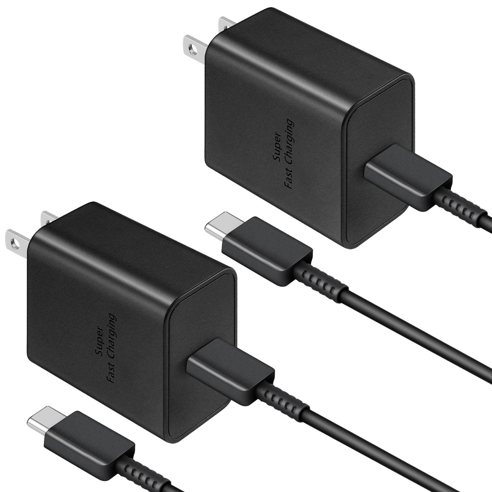 45W Super Fast Charger 2.0 with 6ft Cable USB C Dual Pack Black