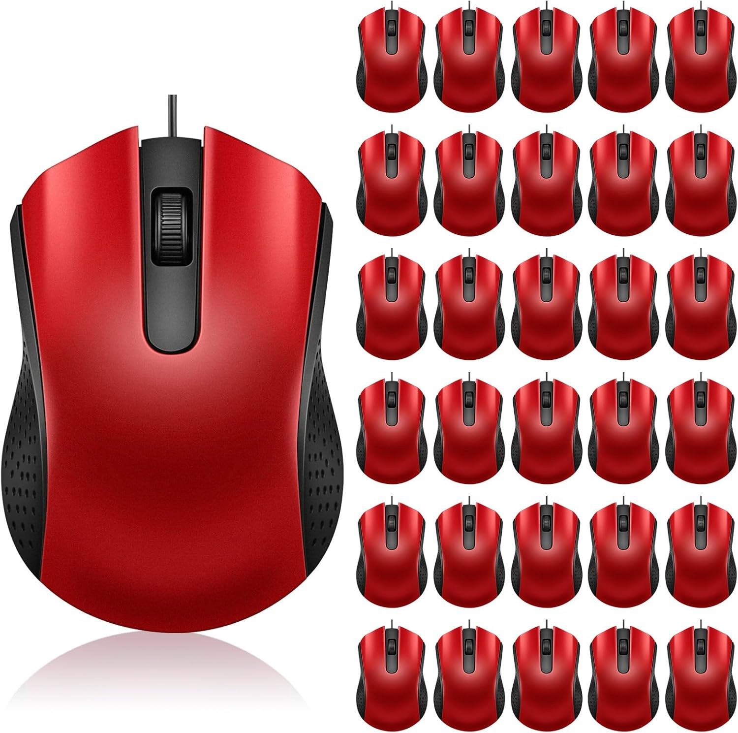 30 Pack USB Wired Mouse 3 Button Corded Computer Mice Bulk USB Mouse for PC Desk