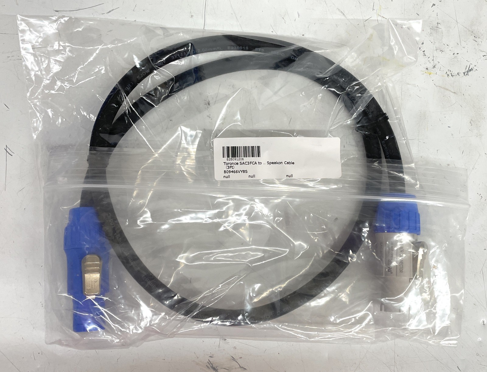 Toronce Seetronic SAC3FCA To SAC3FCB Hand-Built Speakon Cable, 3 Ft, B09466VY8S