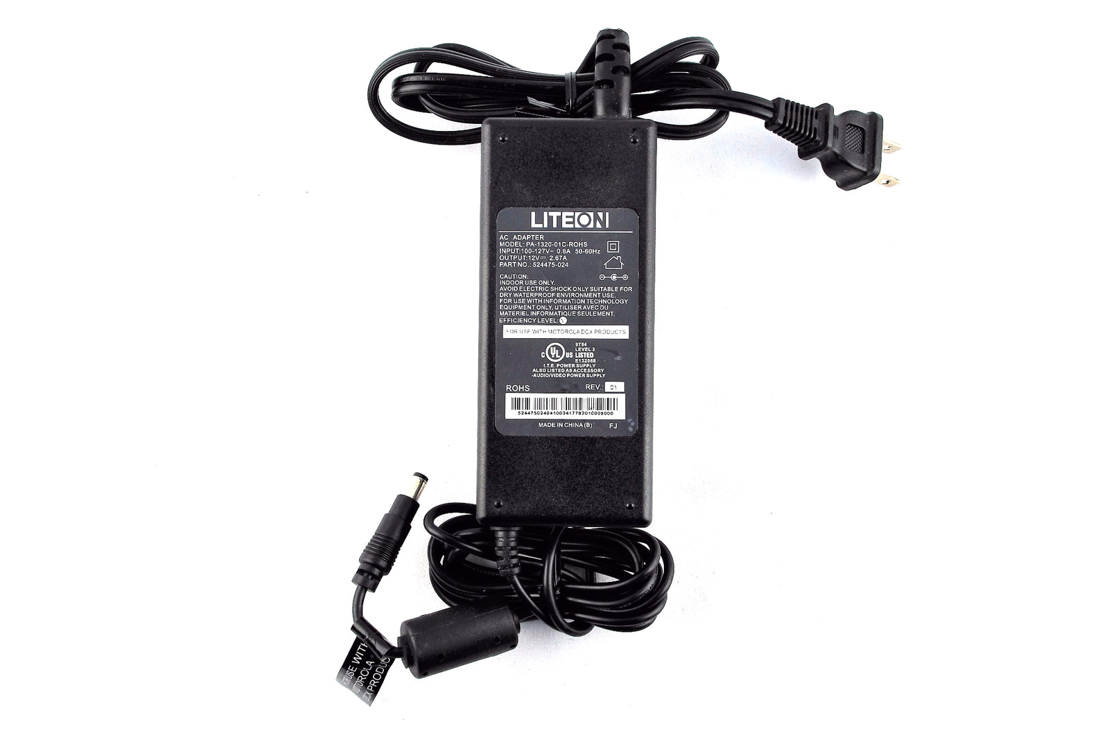 LITEON AC Adapter Model PA-1320-01C-ROHS Part No. 524475-024 12V Motorola DCX 