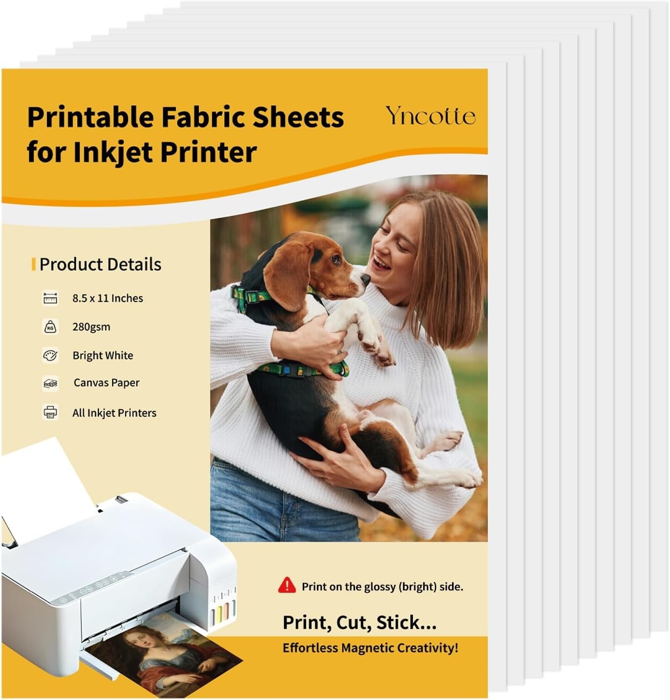 10Pcs Canvas Printer Paper for Inkjet Printers, 8.5x11" Bright White 280gsm P...