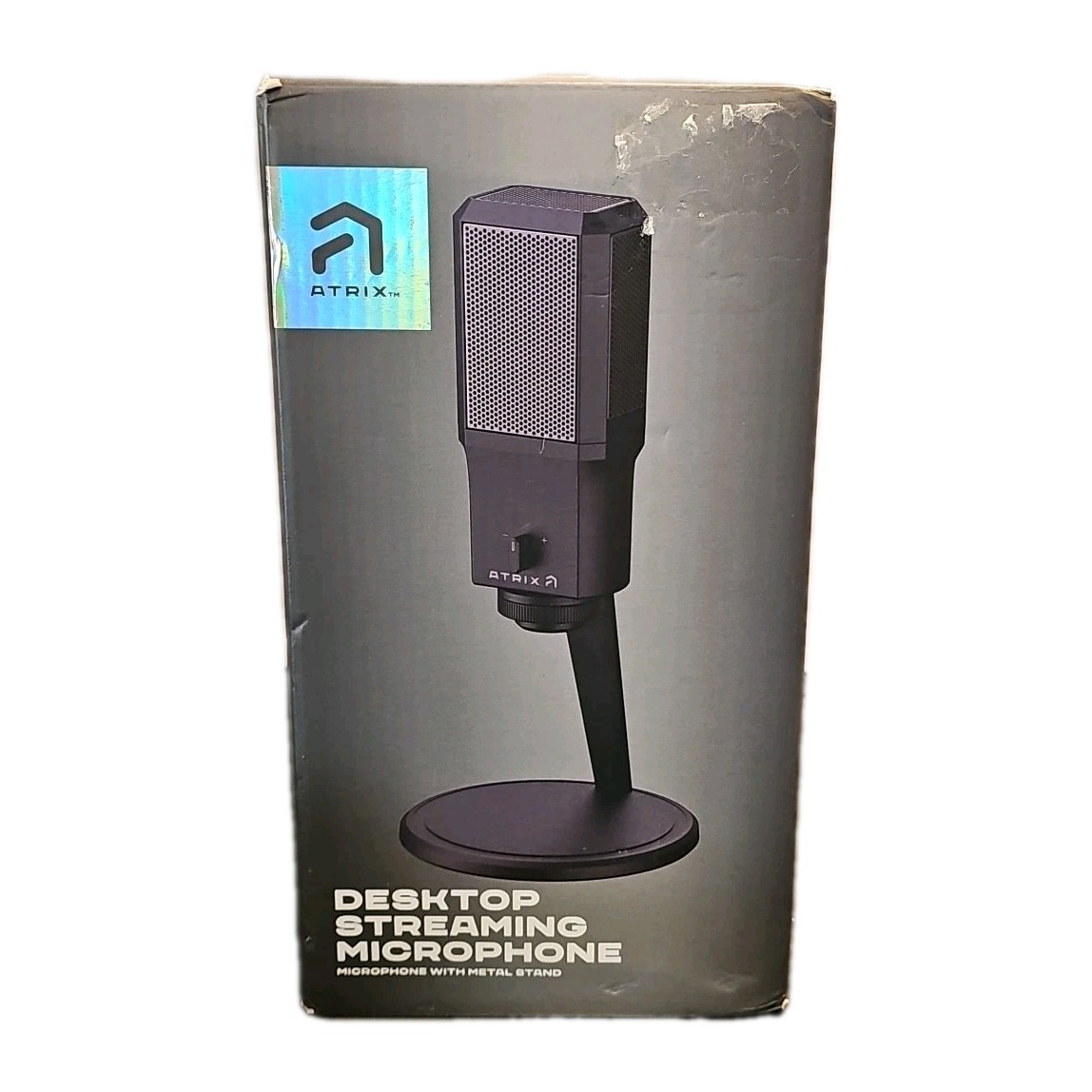 Atrix USB-C Desktop Streaming Microphone Cardioid Metal Stand Box Wear