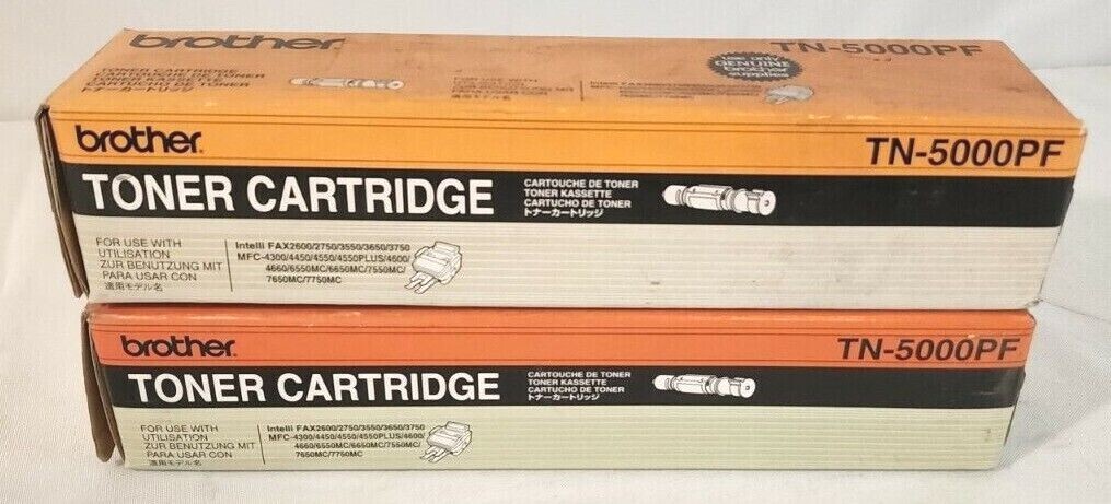 Brother TN-5000PF Two Ribbon Cartridges Fax 2600 Genuine New OEM Sealed Boxes