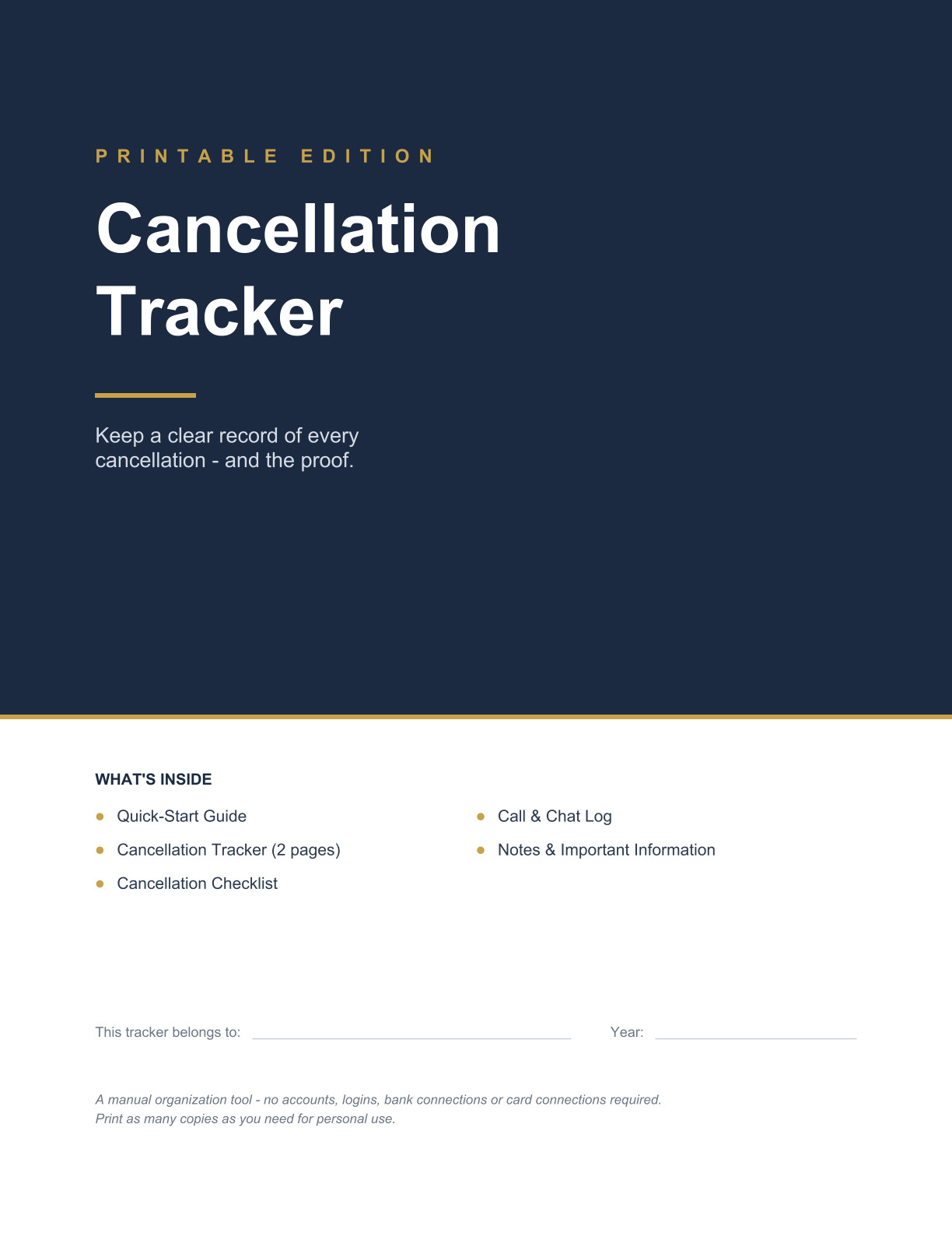 Cancellation Tracker Excel PDF Digital