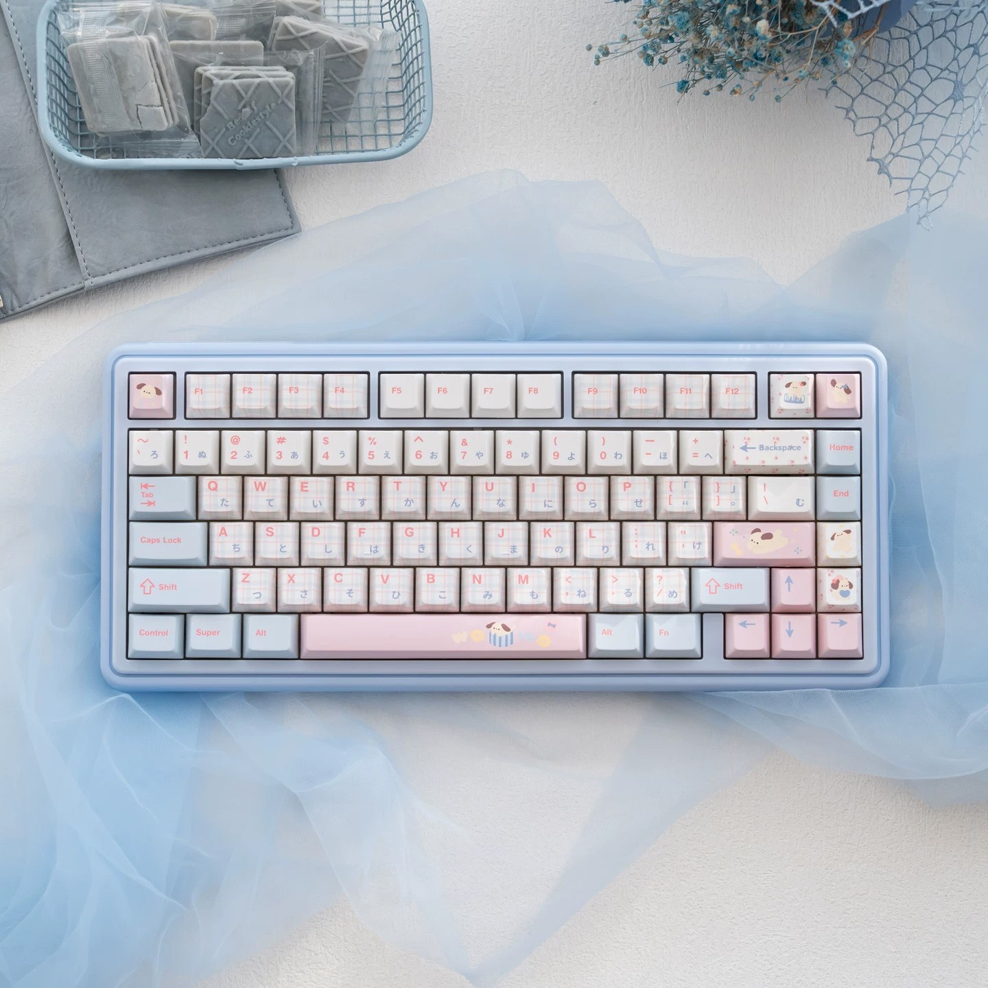 URE PBT Keycaps 130+ Keys Cherry Profile Dye Sub Pink Blue White Gradient ANSI