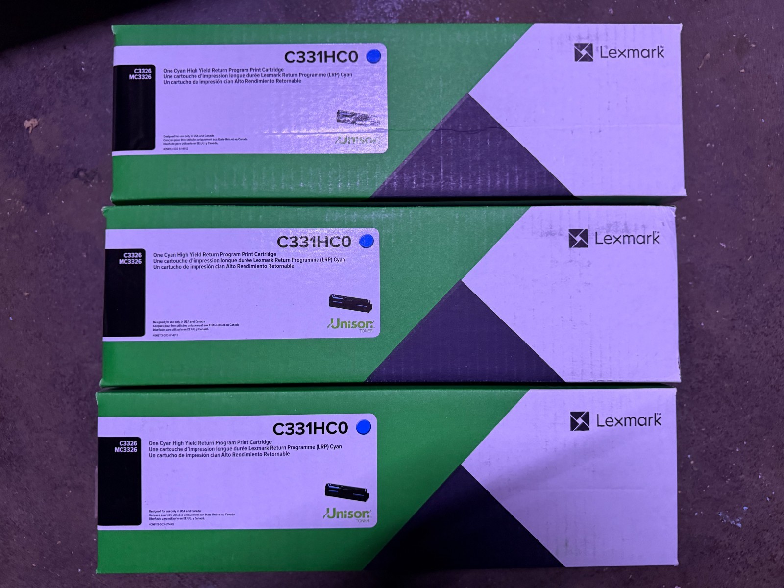 Lexmark C331HC0 H Cyan High Yield Return Program Print Cartridge Lot of 3 NEW