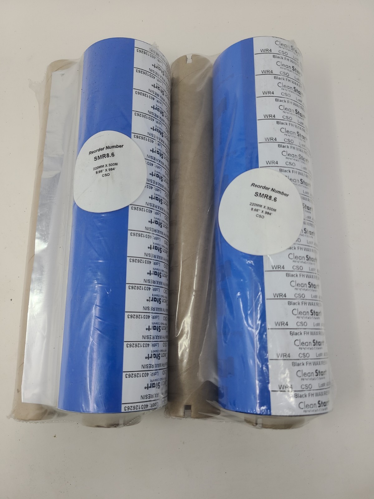 2 Rolls Clean Start Black Wax Thermal Ribbon ARMOR-IIMAK 1" Core 8.66"x984'