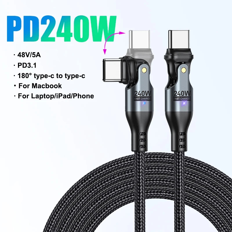 AUFU 240W USB C to USB Type C Cable for MacBook Pro Quick Charge 3.1 PD Fast Cha