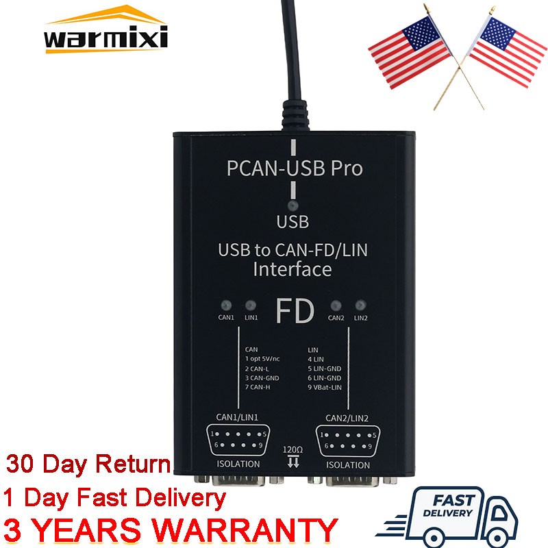 2Ch USB to CAN-FD LIN Adapter PCAN-USB Pro 12Mbit/s Replace PEAK IPEH-004061