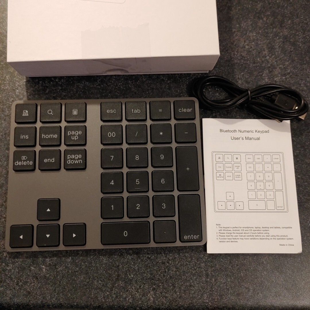 Joyeky Bluetooth Numeric Keypad, USB-C Rechargeable External 34-Keys for Mac, Pc