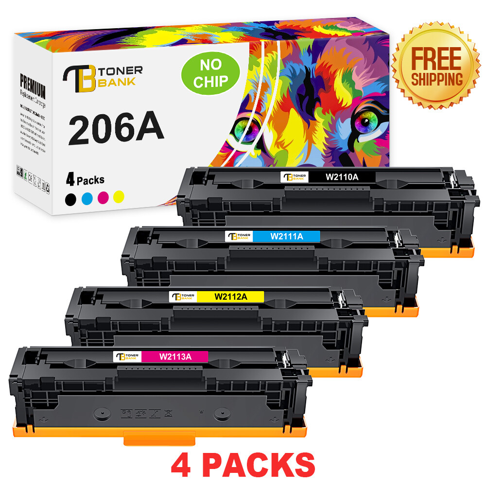 4 W2110A Toner Compatible With HP 206A Color Laserjet Pro M283cdw M255dw No Chip