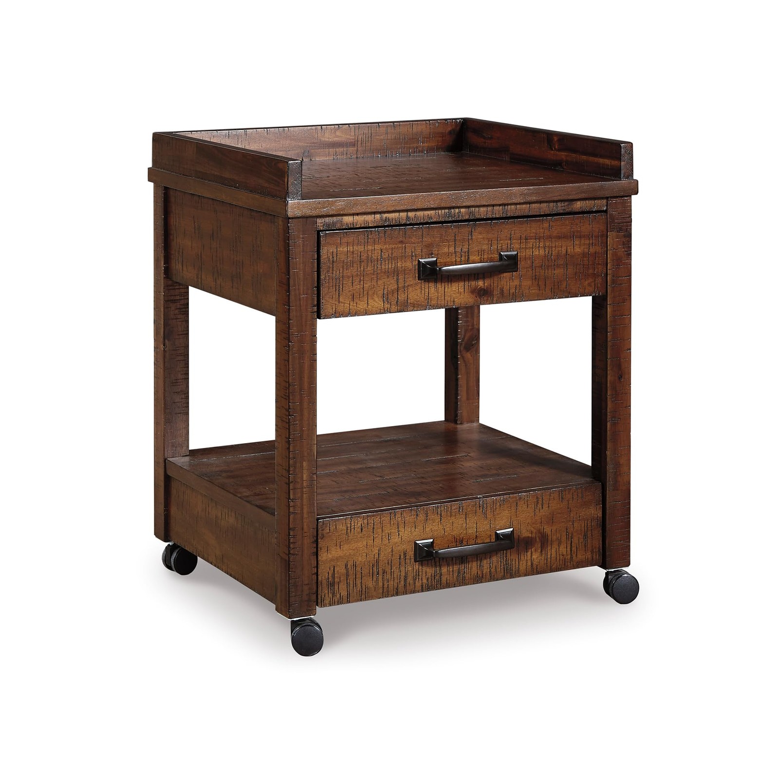 Printer Stand Storage 21 W x 18 D 25 H Rustic Brown H675-11 Rolling Signature