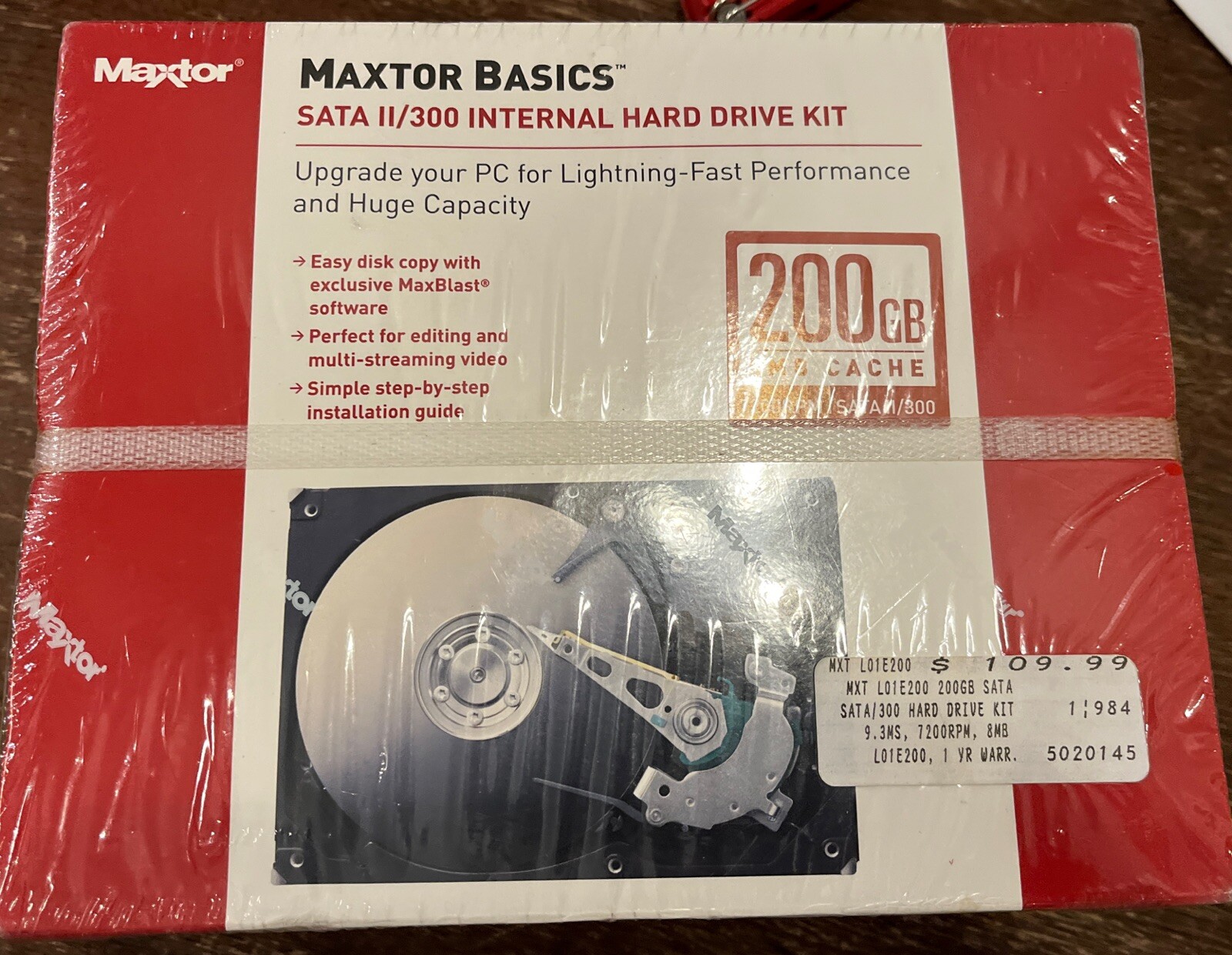 Maxtor Basics Sata II/300 Internal Hard Drive Kit 200GB 7200RPM Sealed