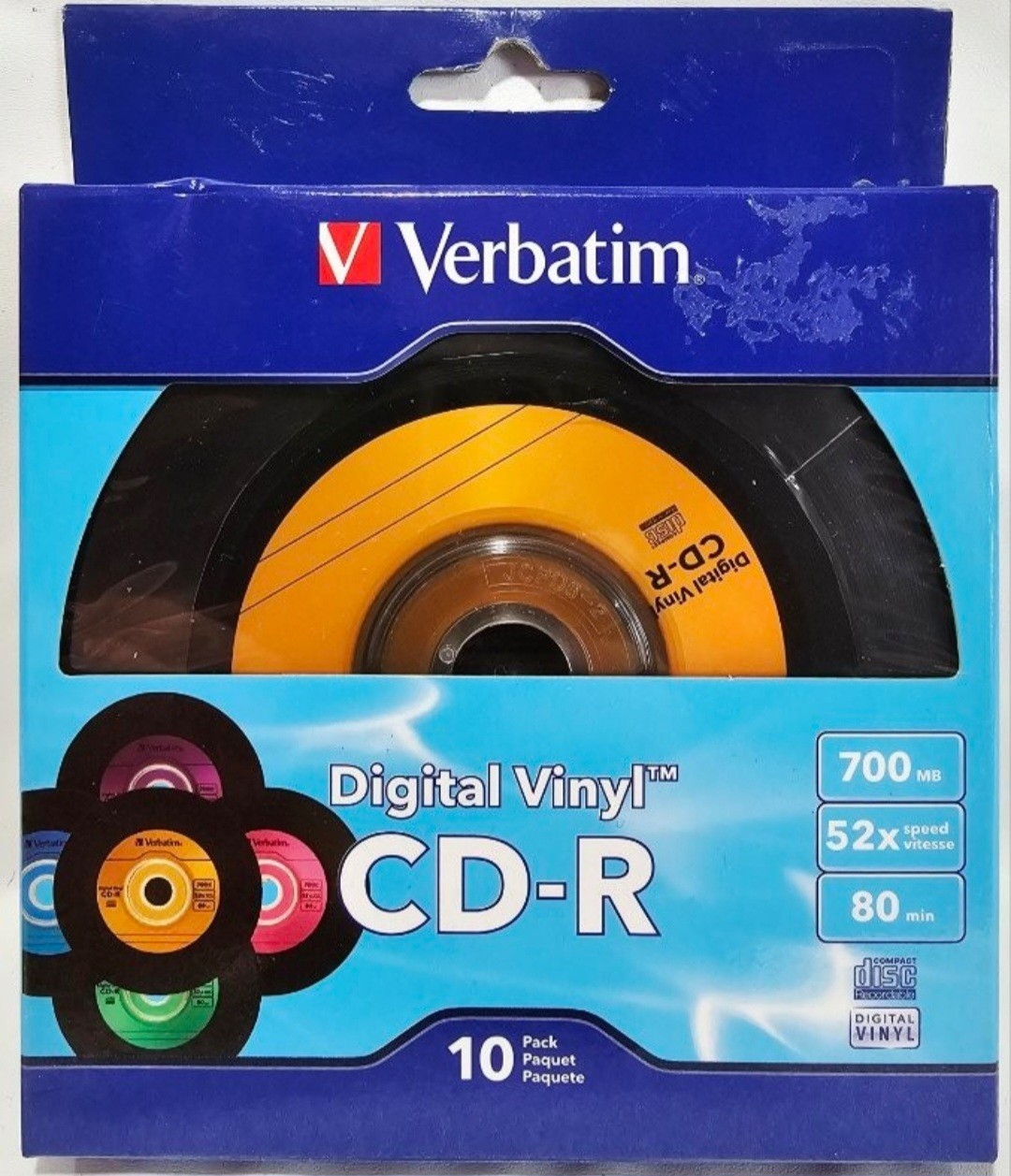 Vtg 10 pack VERBATIM 700MB Digital Vinyl CD-R Media Disc 97935 New Sealed