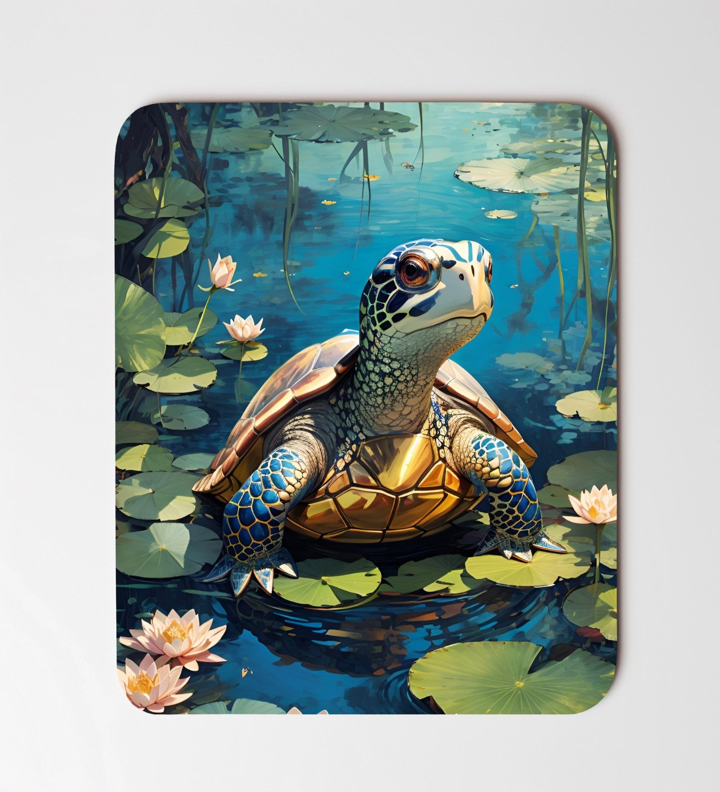 A Cute Turtle In A Pond Mouse Pad 8"x9.5" Desk Mat Non Slip Rectangle Mousepad