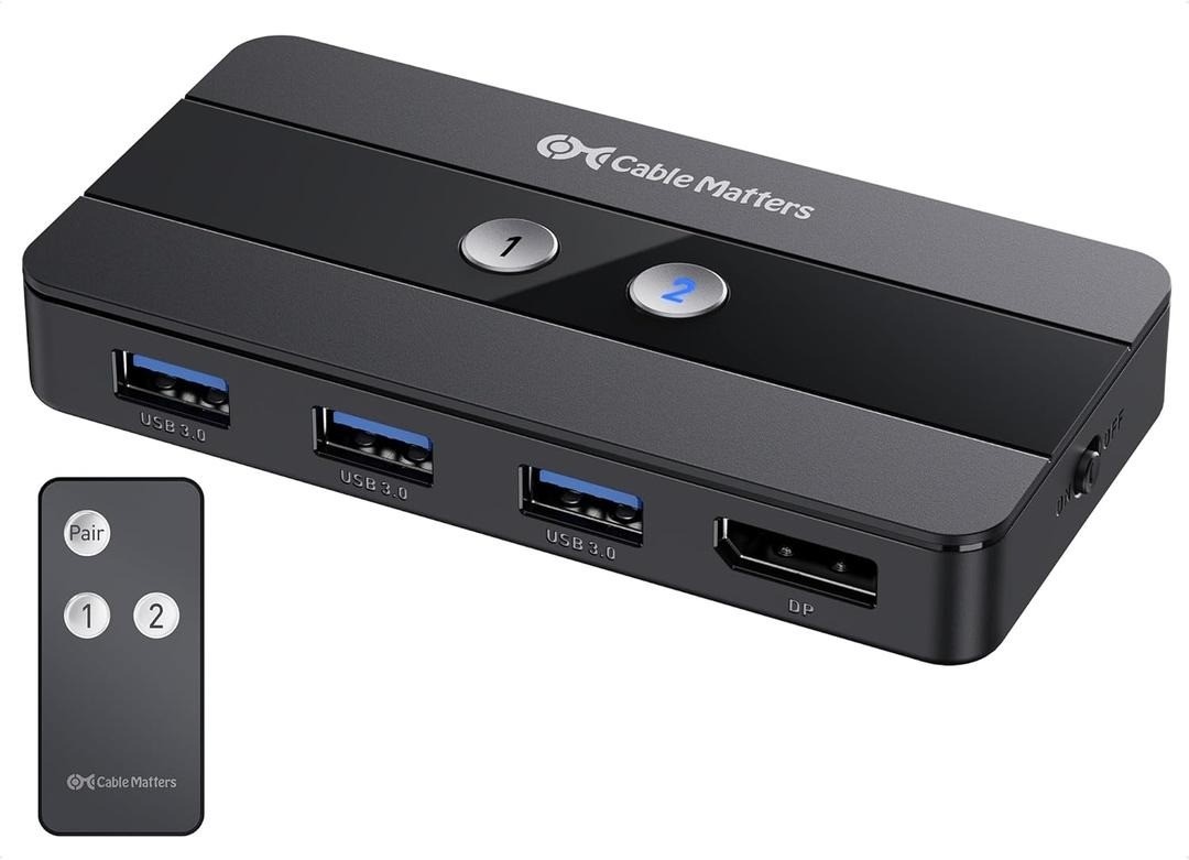Cable Matters USB 3.0 KVM Switch DisplayPort 1.4 8K 2 Computers 3 USB W/ Remote