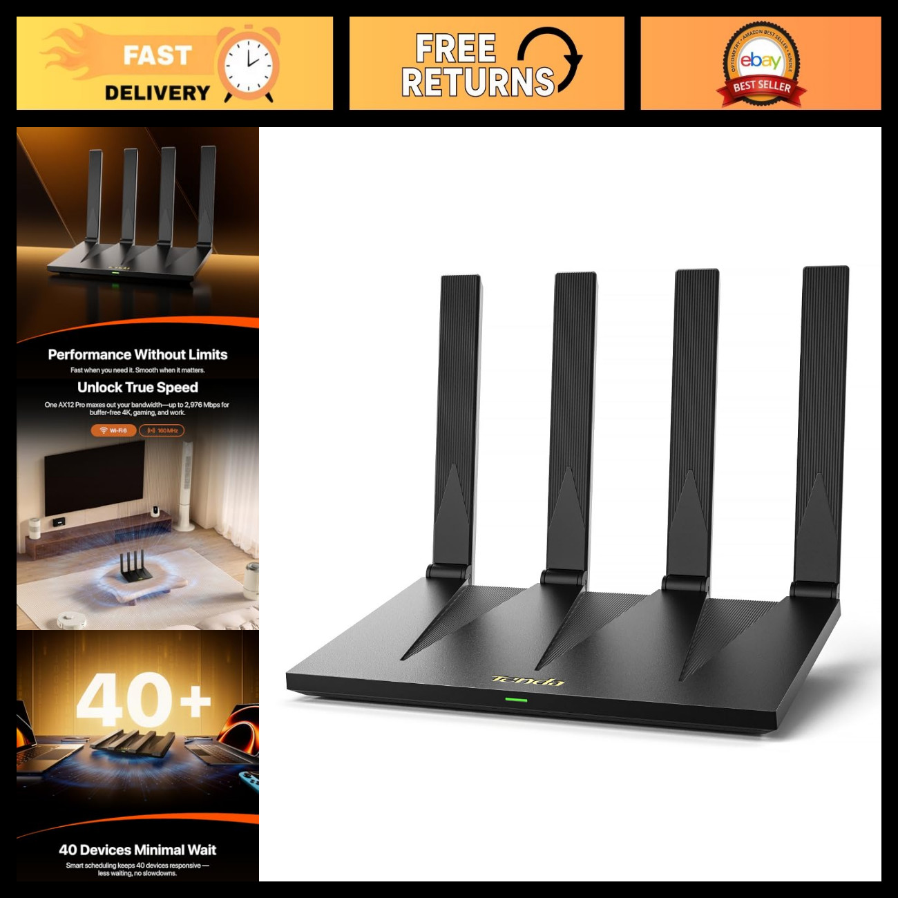 AX3000 WiFi 6 Router - Dual-Band Gigabit, High-Speed Internet, RX12 Pro V3.0