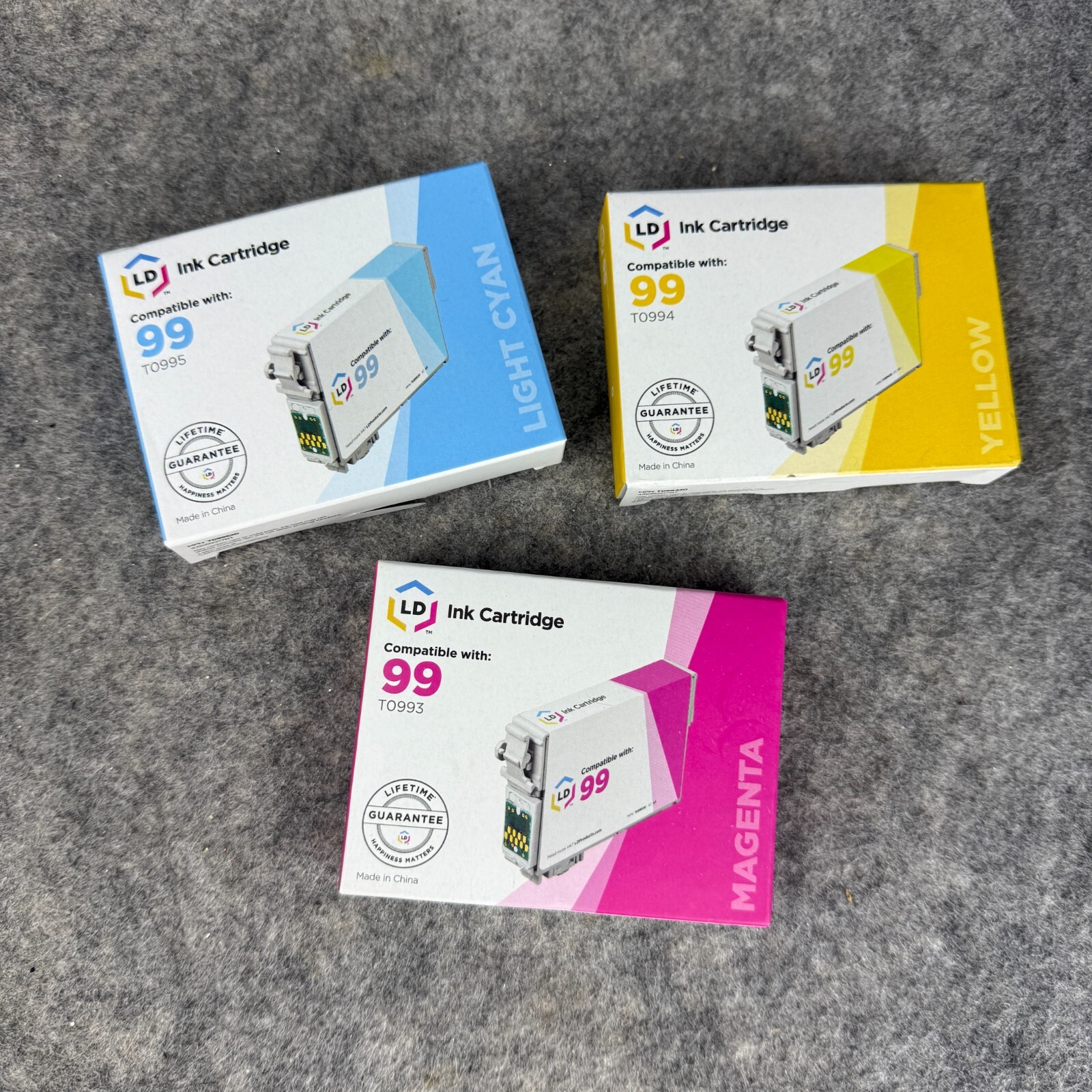 NEW 3 LD Ink Cartridges compatible with Epson TO993, TO994, TO995 NIB
